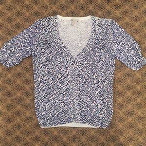 H&M Patterned V-Neck Half Sleeve Cardigan